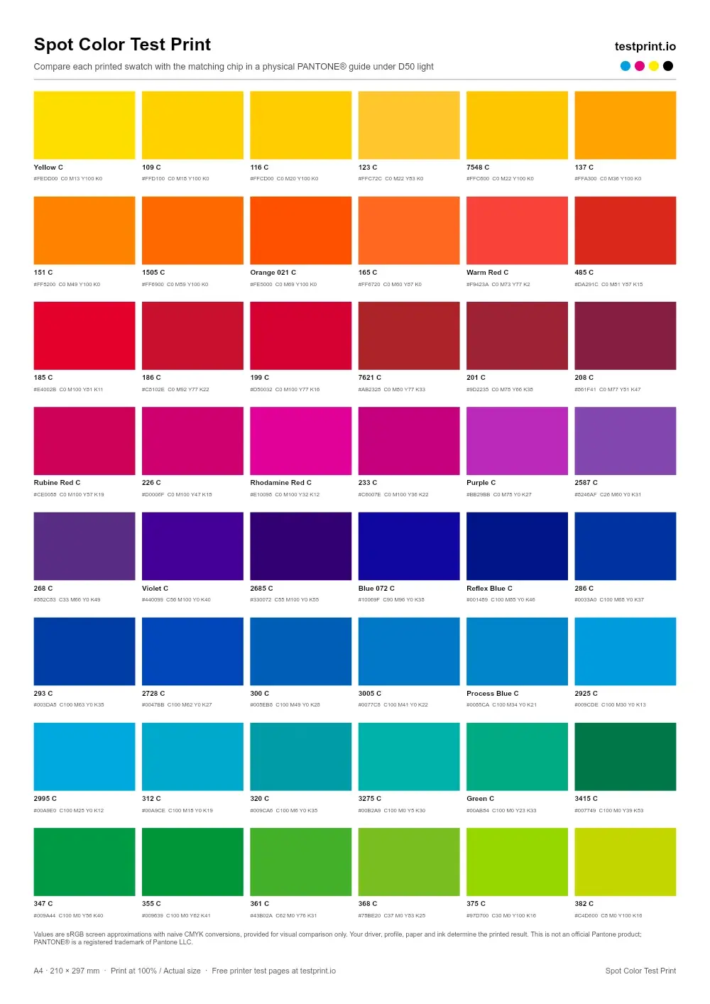 Preview of the Pantone Test Print