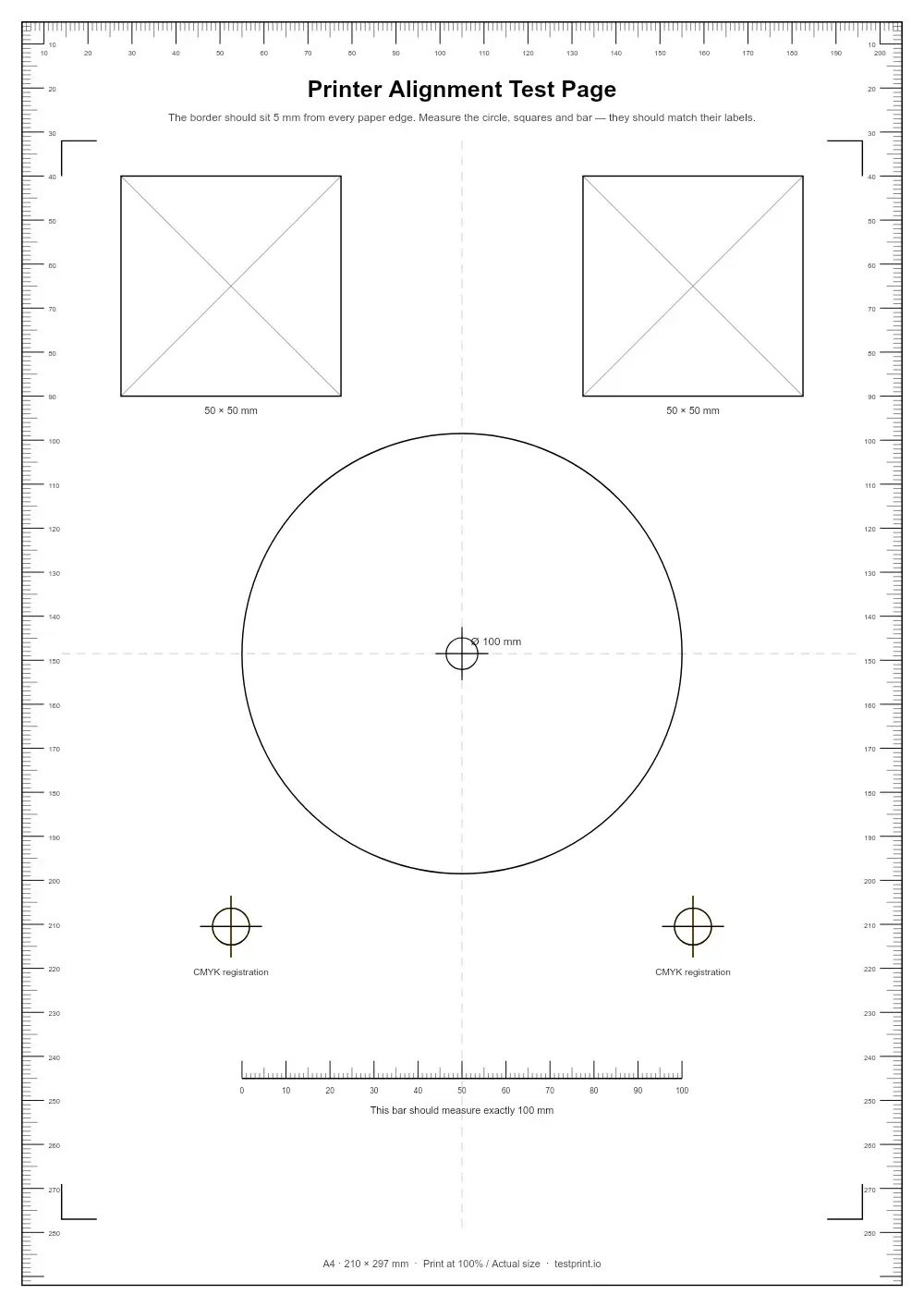 Preview of the Printer Alignment Test Page