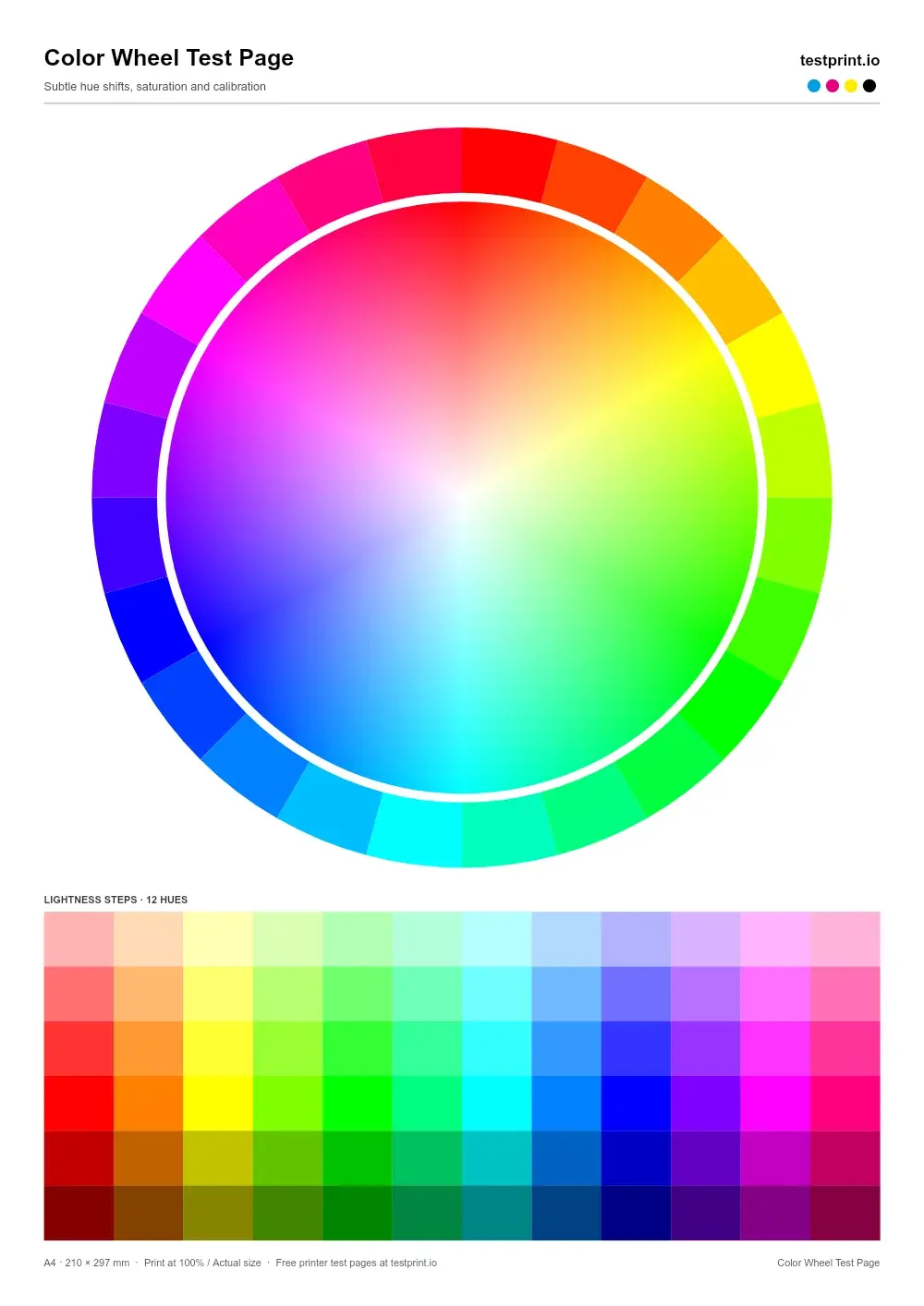 Preview of the Color Wheel Test Page