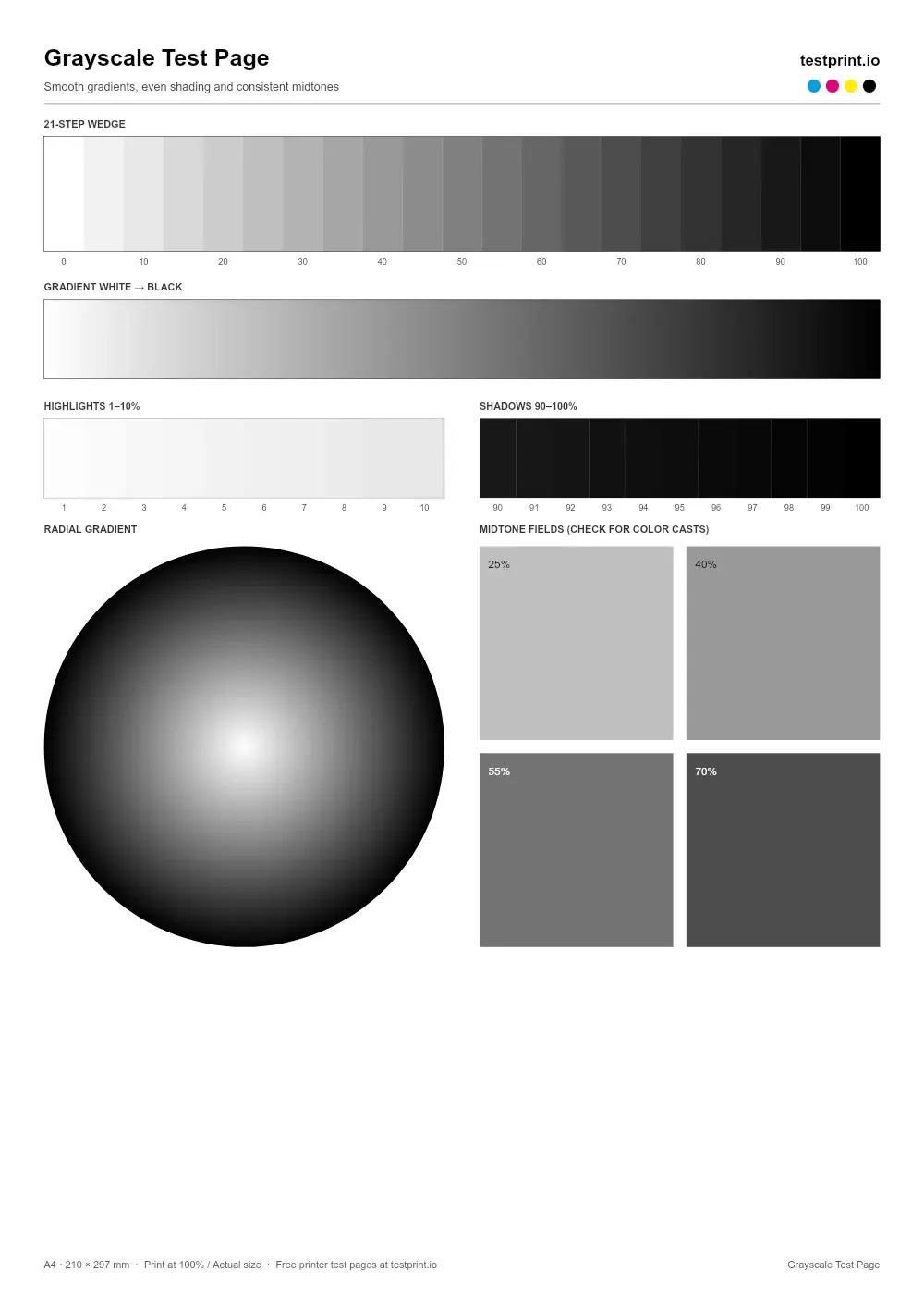 Preview of the Grayscale Test Page