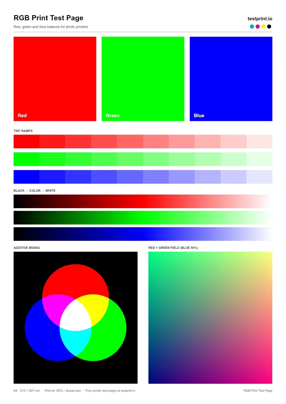 Preview of the RGB Print Test Page